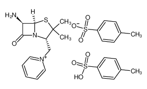 1-((5R)-6t-amino-3,3-dimethyl-7-oxo-(5rH)-4-thia-1-aza-bicyclo[3.2.0]hept-2c-ylmethyl)-pyridinium; bis-(toluene-4-sulfonate) 27734-10-7