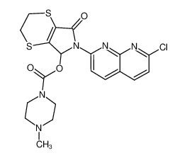 [6-(7-chloro-1,8-naphthyridin-2-yl)-5-oxo-3,7-dihydro-2H-[1,4]dithiino[2,3-c]pyrrol-7-yl] 4-methylpiperazine-1-carboxylate 53813-83-5
