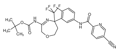 (5-{5-[(5-Cyano-pyridine-2-carbonyl)-amino]-2-fluoro-phenyl}-5-trifluoromethyl-2,5,6,7-tetrahydro-[1,4]oxazepin-3-yl)-carbamic acid tert-butyl ester 1262860-21-8