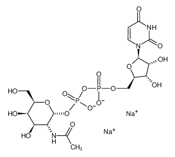 disodium,[(3R,4R,5R,6R)-3-acetamido-4,5-dihydroxy-6-(hydroxymethyl)oxan-2-yl] [[(2R,3S,4R)-5-(2,4-dioxopyrimidin-1-yl)-3,4-dihydroxyoxolan-2-yl]methoxy-oxidophosphoryl] phosphate 108320-87-2