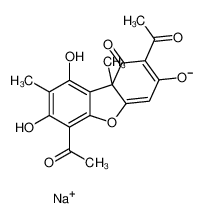 2,6-二乙酰基-7,9-二羟基-8,9b-二甲基-1-氧代二苯并呋喃-3-醇钠
