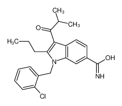 1-[(2-chlorophenyl)methyl]-3-(2-methylpropanoyl)-2-propylindole-6-carboxamide