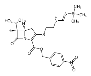 4-nitrobenzyl (5R,6S)-6-((R)-1-hydroxyethyl)-7-oxo-3-((2-(N'-(trimethylsilyl)formimidamido)ethyl)thio)-1-azabicyclo[3.2.0]hept-2-ene-2-carboxylate 85737-71-9