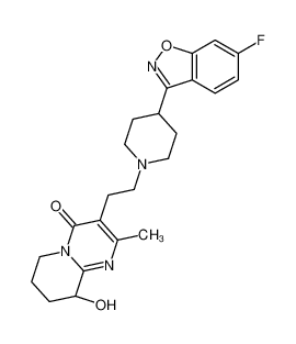 (9R)-3-[2-[4-(6-fluoro-1,2-benzoxazol-3-yl)piperidin-1-yl]ethyl]-9-hydroxy-2-methyl-6,7,8,9-tetrahydropyrido[1,2-a]pyrimidin-4-one 130049-85-3