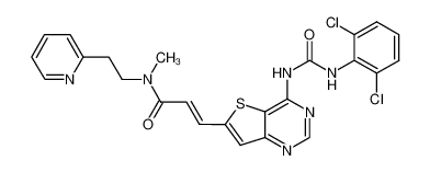 (E)-3-(4-(3-(2,6-dichlorophenyl)ureido)thieno[3,2-d]pyrimidin-6-yl)-N-methyl-N-(2-(pyridin-2-yl)ethyl)acrylamide