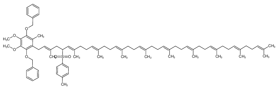 70854-63-6 1,4-bis(benzyloxy)-2-{(2E,6E,10E,14E,18E,22E,26E,30E,34E)-3,7,11,15,19,23,27,31,35,39-decamethyl-5-[(4-methylphenyl)sulfonyl]tetraconta-2,6,10,14,18,22,26,30,34,38-decaenyl}-5,6-dimethoxy-3-methylbenzene