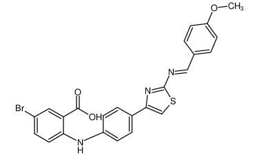2-((4-[2-((1E)-1-aza-2-(4-methoxyphenyl)vinyl)-1,3-thiazol-4-yl]-phenyl)amino)-5-bromobenzoic acid 1138336-63-6