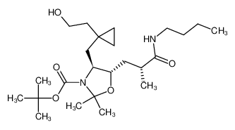 3-[N-tert-butoxycarbonyl-4(S)-[1-(2-hydroxyethyl)cyclopropylmethyl]-2,2-dimethyl-1,3-oxazolidin-5(S)-yl]-2-(R)-methyl-propionic acid (N-butyl)amide 177200-61-2