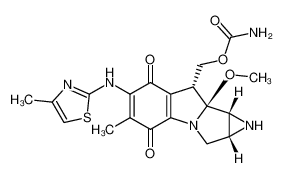 Azirino[2',3'_3,4]pyrrolo[1,2-a]indole-4,7-dione, 8-[[(aminocarbonyl)oxy]methyl]-1,1a,2,8,8a,8b-hexahydro-8a-methoxy-5-methyl-6-[(4-methyl-2-thiazolyl)amino]-, [1aR-(1a.α.,8.β.,8a.α.,8b.α.)]- 84397-36-4