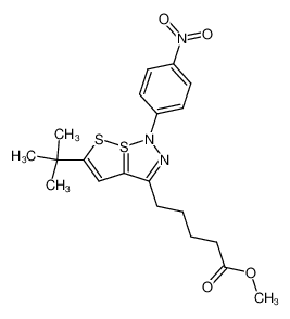 5-tert-butyl-3-(4-methoxycarbonyl-butyl)-1-(4-nitro-phenyl)-1H-7λ4-[1,2]dithiolo[5,1-e][1,2,3]thiadiazole