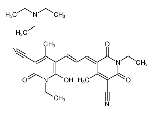 5-[(1E,3E)-3-(5-Cyano-1-ethyl-4-methyl-2,6-dioxo-1,6-dihydro-3(2H )-pyridinylidene)-1-propen-1-yl]-1-ethyl-6-hydroxy-4-methyl-2-oxo -1,2-dihydro-3-pyridinecarbonitrile - N,N-diethylethanamine (1:1)<wbr 88969-31-7