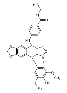 ethyl 4-[[(5R,9S)-9-(4-hydroxy-3,5-dimethoxyphenyl)-8-oxo-5a,6,8a,9-tetrahydro-5H-[2]benzofuro[5,6-f][1,3]benzodioxol-5-yl]amino]benzoate 127882-59-1