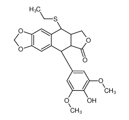 118356-06-2 (5S,5aR,8aR,9R)-5-ethylsulfanyl-9-(4-hydroxy-3,5-dimethoxyphenyl)-5a,6,8a,9-tetrahydro-5H-[2]benzofuro[5,6-f][1,3]benzodioxol-8-one