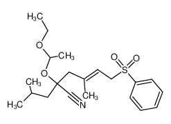(E)-6-Benzenesulfonyl-2-(1-ethoxy-ethoxy)-2-isobutyl-4-methyl-hex-4-enenitrile