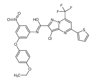 5673-65-4 3-chloro-N-[3-(4-ethoxyphenoxy)-5-nitrophenyl]-5-thiophen-2-yl-7-(trifluoromethyl)pyrazolo[1,5-a]pyrimidine-2-carboxamide