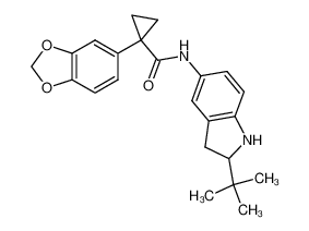 1-(benzo[d][1,3]dioxol-5-yl)-N-(2-tert-butylindolin-5-yl)cyclopropanecarboxamide 952665-55-3
