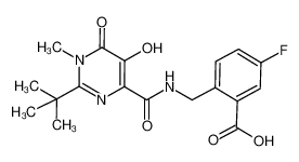 2-((2-(tert-butyl)-5-hydroxy-1-methyl-6-oxo-1,6-dihydropyrimidine-4-carboxamido)methyl)-5-fluorobenzoic acid 1030850-05-5