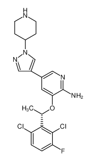 2-​Pyridinamine, 3-​[(1S)​-​1-​(2,​6-​dichloro-​3-​fluorophenyl)​ethoxy]​-​5-​[1-​(4-​piperidinyl)​-​1H-​pyrazol-​4-​yl]​- 1374356-45-2