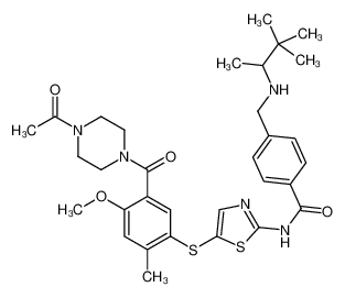 N-(5-((5-(4-乙酰基哌嗪-1-甲酰基)-4-甲氧基-2-甲基苯基)硫基)噻唑-2-基)-4-(((3,3-二甲基丁烷-2-基)氨基)甲基)苯甲酰胺