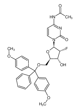 N-[1-[(2R,3R,4R,5R)-5-[[bis(4-methoxyphenyl)-phenylmethoxy]methyl]-3-fluoro-4-hydroxyoxolan-2-yl]-2-oxopyrimidin-4-yl]acetamide 159414-98-9