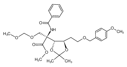 158356-08-2 (S)-2-Benzoylamino-2-{(4R,5R)-5-[2-(4-methoxy-benzyloxy)-ethyl]-2,2-dimethyl-[1,3]dioxolan-4-yl}-3-methoxymethoxy-propionic acid methyl ester