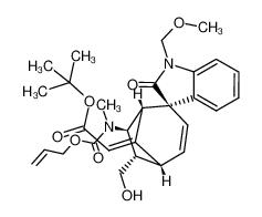 tert-butyl (Z)-2-((1S,2S,5R,6S,7S)-7-(((allyloxy)carbonyl)(methyl)amino)-6-(hydroxymethyl)-1'-(methoxymethyl)-2'-oxospiro[bicyclo[3.2.1]octane-2,3'-indolin]-3-en-8-ylidene)acetate 321172-53-6