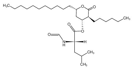 N-Formyl-L-leucine (3S,4R,6S)-3-Hexyl-3,4,5,6-tetrahydro-2-oxo-6-undecyl-2H-pyran-4-yl Ester 130793-27-0