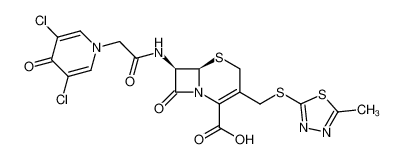 (6R,7R)-7-[[2-(3,5-dichloro-4-oxopyridin-1-yl)acetyl]amino]-3-[(5-methyl-1,3,4-thiadiazol-2-yl)sulfanylmethyl]-8-oxo-5-thia-1-azabicyclo[4.2.0]oct-2-ene-2-carboxylic acid 56187-47-4