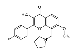 2-(4-fluorophenyl)-7-methoxy-3-methyl-8-(pyrrolidin-1-ylmethyl)chromen-4-one 86073-57-6