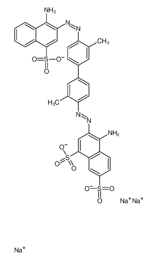 trisodium,4-amino-3-[[4-[4-[(1-amino-4-sulfonatonaphthalen-2-yl)diazenyl]-3-methylphenyl]-2-methylphenyl]diazenyl]naphthalene-1,7-disulfonate 67617-63-4