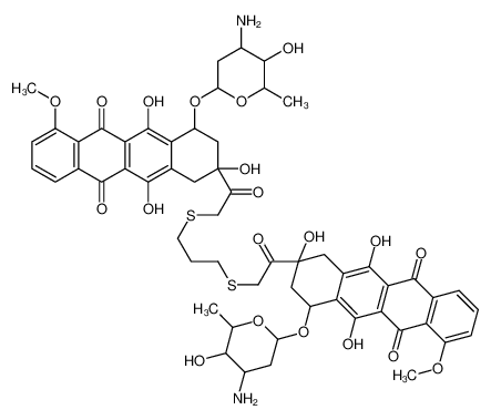 7-(4-amino-5-hydroxy-6-methyloxan-2-yl)oxy-9-[2-[3-[2-[4-(4-amino-5-hydroxy-6-methyloxan-2-yl)oxy-2,5,12-trihydroxy-7-methoxy-6,11-dioxo-3,4-dihydro-1H-tetracen-2-yl]-2-oxoethyl]sulfanylpropylsulfanyl]acetyl]-6,9,11-trihydroxy-4-methoxy-8,10-dihydro-7H-te 83291-74-1