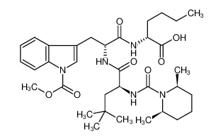 (2R)-2-[[(2R)-2-[[(2S)-2-[[(2R,6S)-2,6-dimethylpiperidine-1-carbonyl]amino]-4,4-dimethylpentanoyl]amino]-3-(1-methoxycarbonylindol-3-yl)propanoyl]amino]hexanoic acid