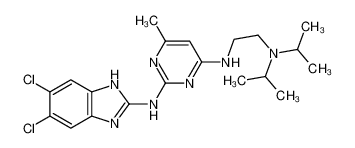 2-N-(5,6-dichloro-1H-benzimidazol-2-yl)-4-N-[2-[di(propan-2-yl)amino]ethyl]-6-methylpyrimidine-2,4-diamine 42388-81-8