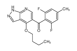(4-butoxy-1H-pyrazolo[3,4-b]pyridin-5-yl)-(2,6-difluoro-4-methylphenyl)methanone 99.59999999999999%