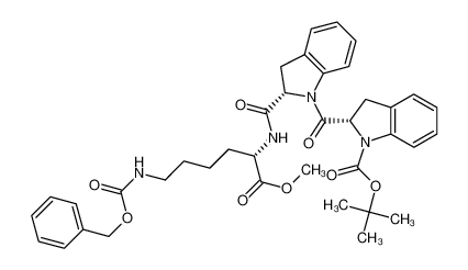 tert-butyl (2S)-2-[(2S)-2-[[(2S)-1-methoxy-1-oxo-6-(phenylmethoxycarbonylamino)hexan-2-yl]carbamoyl]-2,3-dihydroindole-1-carbonyl]-2,3-dihydroindole-1-carboxylate 198016-44-3