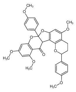 95733-00-9 5,10,12-trimethoxy-2,7a-bis(4-methoxyphenyl)-3,4,7a,13a-tetrahydro-2H,13H-furo[2,3-b:5,4-h']dichromen-13-one