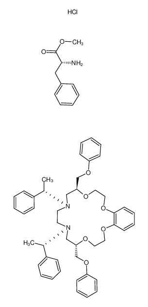 methyl D-phenylalaninate compound with (5S,12S)-5,12-bis(phenoxymethyl)-7,10-bis((S)-1-phenylethyl)-2,3,5,6,7,8,9,10,11,12,14,15-dodecahydrobenzo[e][1,4,7,10]tetraoxa[13,16]diazacyclooctadecine (1:1) hydrochloride 1202242-95-2