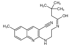 N-{2-[(3-Cyano-6-methyl-2-quinolinyl)amino]ethyl}-3,3-dimethylbut anamide 606105-61-7