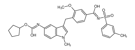 cyclopentyl N-[3-[[2-methoxy-4-[(3-methylphenyl)sulfonylcarbamoyl]phenyl]methyl]-1-methylindol-5-yl]carbamate 1159195-69-3