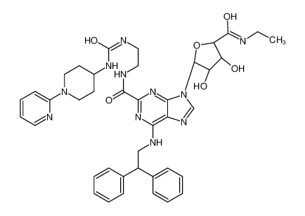6-(2,2-diphenylethylamino)-9-[(2R,3R,4S,5S)-5-(ethylcarbamoyl)-3,4-dihydroxyoxolan-2-yl]-N-[2-[(1-pyridin-2-ylpiperidin-4-yl)carbamoylamino]ethyl]purine-2-carboxamide 380221-63-6