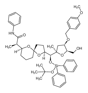 (R)-2-((2S,5S,7S)-2-{(S)-(tert-Butoxy-diphenyl-silanyloxy)-[(2R,4R,5R)-5-hydroxymethyl-4-(4-methoxy-benzyloxy)-2-methyl-tetrahydro-furan-2-yl]-methyl}-1,6-dioxa-spiro[4.5]dec-7-yl)-N-phenyl-propionamide