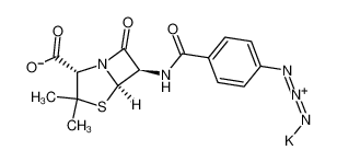 6-(4-叠氮基苯甲酰胺基)-3,3-二甲基-7-氧代-4-硫杂-1-氮杂双环[3.2.0]庚烷-2-羧酸单钾盐