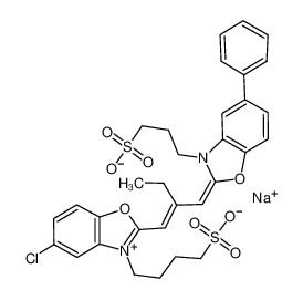 hydrogen 5-chloro-2[2-[[5-phenyl-3-(3-sulphonatobutyl)-3H-benzoxazol-2-ylidene]methyl]but-1-enyl]-3-(3-sulphonatopropyl)benzoxazolium, sodium salt