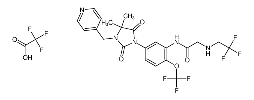 N-(5-(4,4-dimethyl-2,5-dioxo-3-(pyridin-4-ylmethyl)imidazolidin-1-yl)-2-(trifluoromethoxy)phenyl)-2-((2,2,2-trifluoroethyl)amino)acetamide 2,2,2-trifluoroacetate 874952-88-2