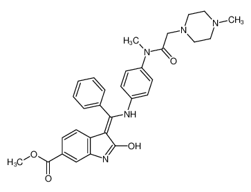 Vargatef; 2,3-二氢-3-[[[4-[甲基[2-(4-甲基-1-哌嗪基)乙酰基]氨基]苯基]氨基]苯基亚甲基]-2-氧代-1H-吲哚-6-甲酸甲酯