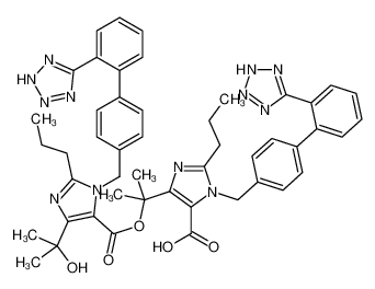 5-[2-[5-(2-hydroxypropan-2-yl)-2-propyl-3-[[4-[2-(2H-tetrazol-5-yl)phenyl]phenyl]methyl]imidazole-4-carbonyl]oxypropan-2-yl]-2-propyl-3-[[4-[2-(2H-tetrazol-5-yl)phenyl]phenyl]methyl]imidazole-4-carboxylic acid 1040250-19-8