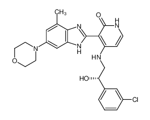 (S)-4-[2-(3-Chloro-phenyl)-2-hydroxy-ethylamino]-3-(4-methyl-6-morpholin-4-yl-1H-benzoimidazol-2-yl)-1H-pyridin-2-one 468740-43-4