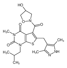 AR-C 155858; (S)-6-[(3,5-二甲基-1H-吡唑-4-基)甲基]-5-[(4-羟基异噁唑烷-2-基)羰基]-1-异丁基-3-甲基噻吩并[2,3-d]嘧啶-2,4(1H,3H)-二酮
