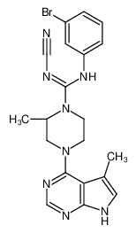 (2S)-N-(3-Bromophenyl)-N'-cyano-2-methyl-4-(5-methyl-7H-pyrrolo[2 ,3-d]pyrimidin-4-yl)-1-piperazinecarboximidamide