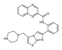 N-[2-[3-(1-哌嗪基甲基)咪唑并[2,1-b]噻唑-6-基]苯基]-2-喹喔啉甲酰胺